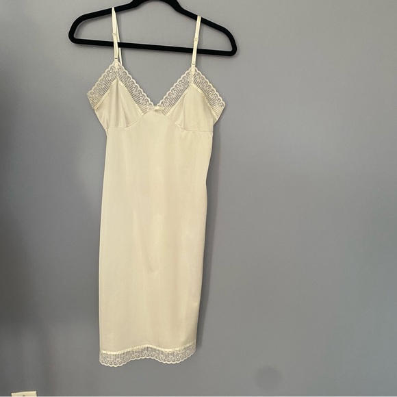Vintage White Lace Trim Chemise Slip Dress | White Lace Accents - Picture 8 of 9